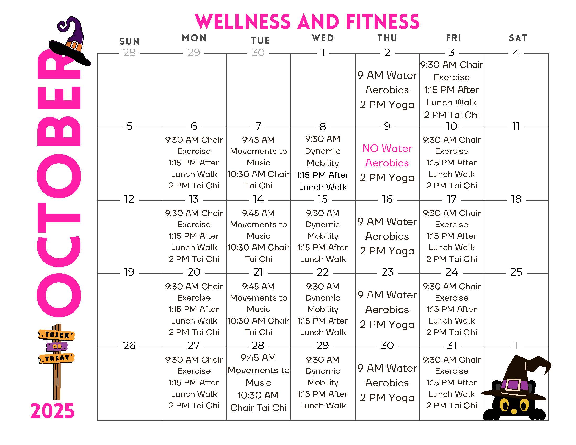 Port St. Lucie Wellness & Fitness Calendar October 2025